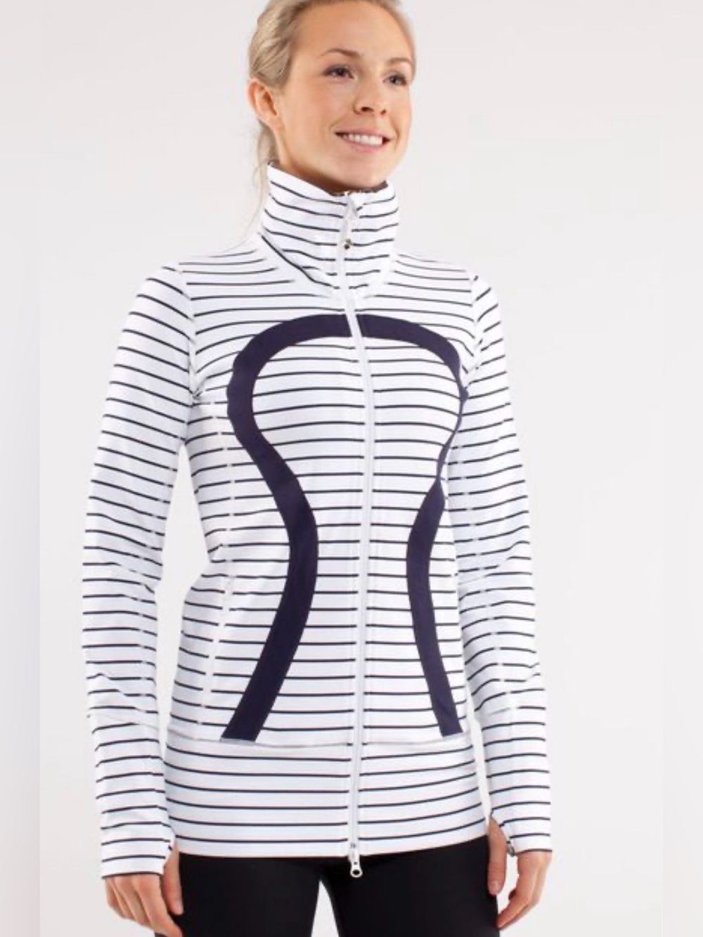 RARE Lululemon In Stride jacket Parallel Stripe White Define Scuba